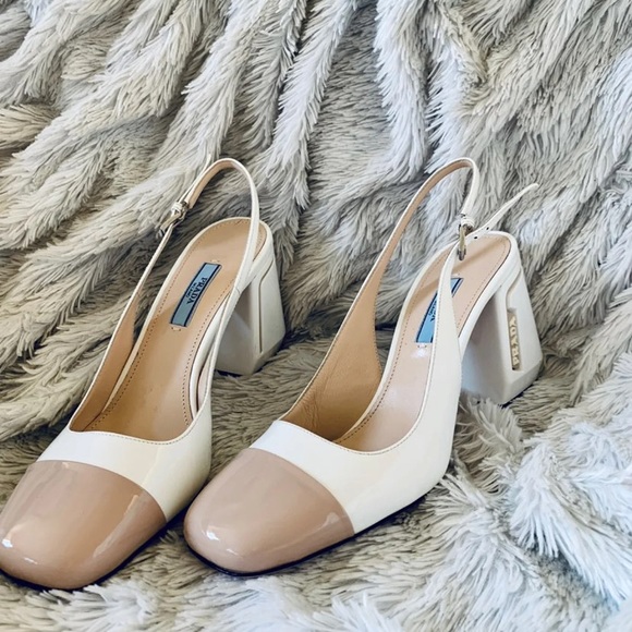 Prada Shoes - Prada slingbacks white cream